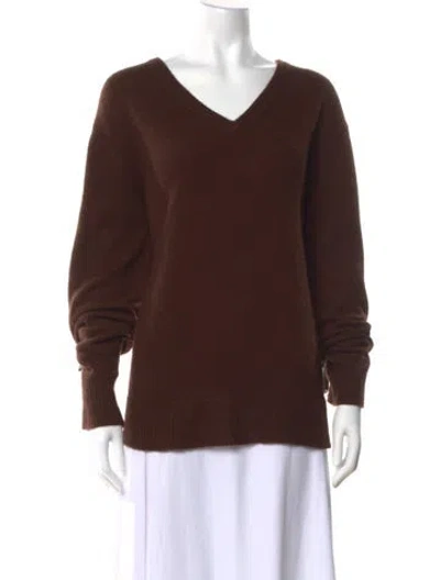 Pre-owned Sprwmn Cashmere V-neck Sweater In Brown