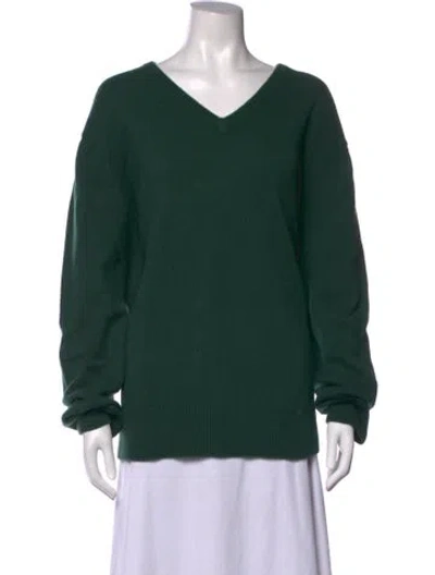 Pre-owned Sprwmn Cashmere V-neck Sweater In Green