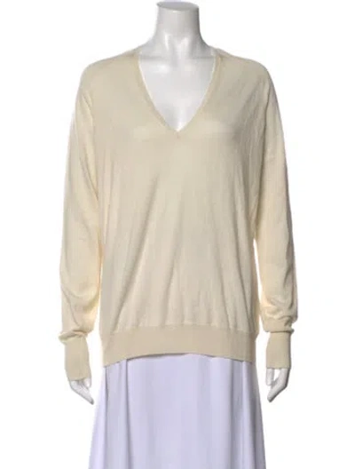 Pre-owned Sprwmn Cashmere V-neck Sweater W/ Tags In Neutral