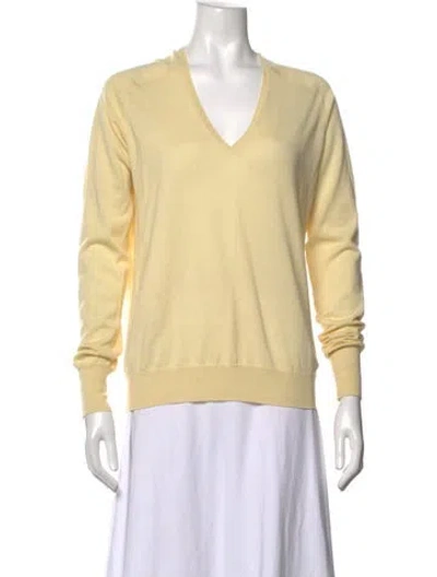 Pre-owned Sprwmn Cashmere V-neck Sweater In Yellow