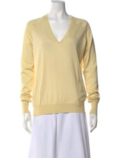 Pre-owned Sprwmn Cashmere V-neck Sweater In Yellow