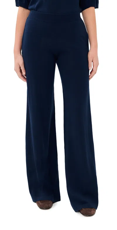 Sprwmn Cashmere Wide Leg Pants Navy In Blue