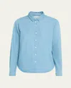 Sprwmn Chambray Fitted Button-front Shirt In Blue