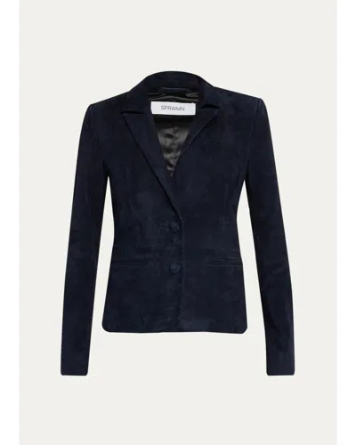 Sprwmn Claire Suede Blazer In Black