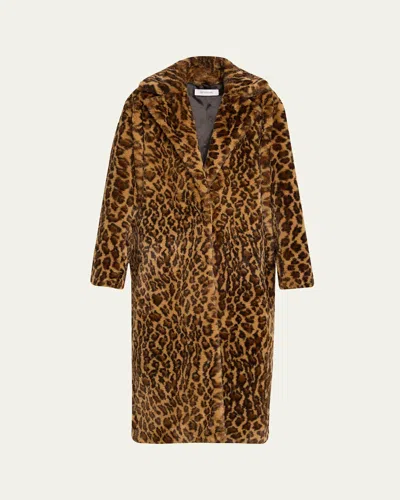 Sprwmn Classic Leopard Faux Fur Coat In Leopard