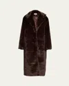 Sprwmn Classic Leopard Faux Fur Coat In Blue