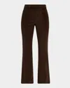 Sprwmn Corduroy Ankle Flare Pants With Princess Seams In Brown