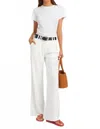 Sprwmn Crepe Pleated Trouser In White In White
