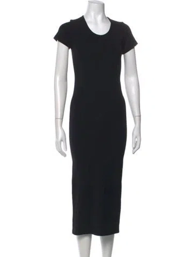 Pre-owned Sprwmn Crew Neck Midi Length Dress In Black