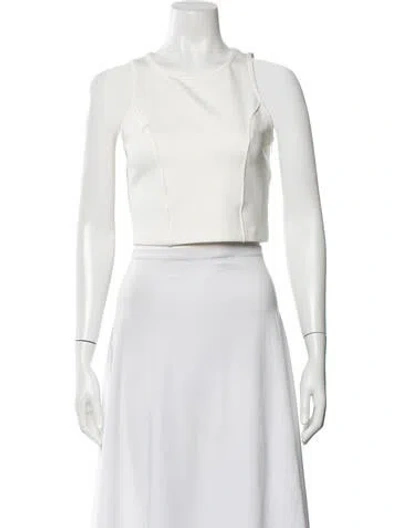 Pre-owned Sprwmn Crew Neck Sleeveless Crop Top In White