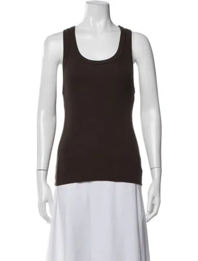 Pre-owned Sprwmn Crew Neck Sleeveless Top In Brown