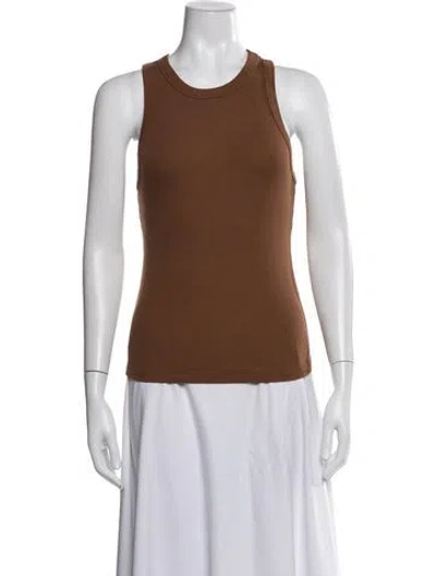 Pre-owned Sprwmn Crew Neck Sleeveless Top In Brown
