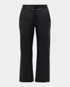 Sprwmn Cropped Baggy Low-rise Leather Trousers In Black