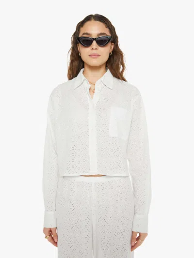 SPRWMN CROPPED BUTTON UP SHIRT IN WHITE - SIZE X-SMALL