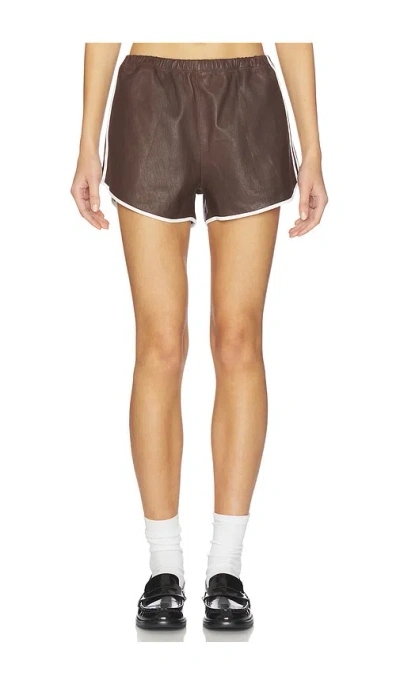 Sprwmn Dolphin Leather Shorts In Burgundy