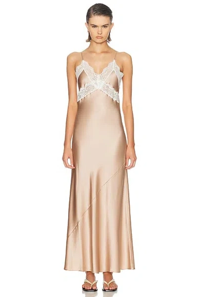 Sprwmn Emma Silk Maxi Dress In Taupe