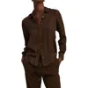 Sprwmn Fitted Button Up Top In Americano Brown In Multi