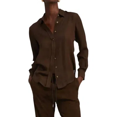 Sprwmn Fitted Button Up Top In Americano Brown In Multi