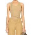 Sprwmn Rib Fitted Scooped Tank In Green