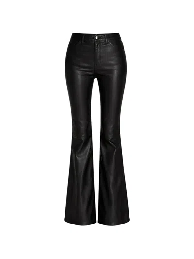 Sprwmn Flared Leather Trousers In Black