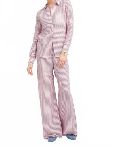 Sprwmn Fonda Button Down Stripe Shirt In Pink Indigo