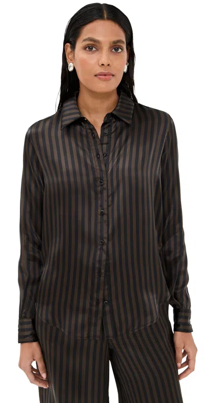 Sprwmn Fonda Button Up Americano Stripe In Brown