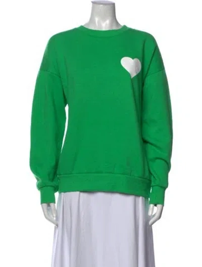 Pre-owned Sprwmn Graphic Print Crew Neck Sweater In Green