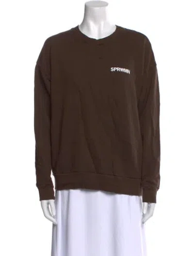 Pre-owned Sprwmn Graphic Print Crew Neck Sweatshirt In Brown