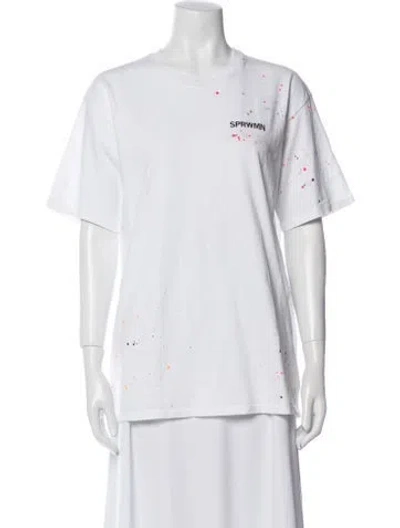 Pre-owned Sprwmn Graphic Print Crew Neck T-shirt In White