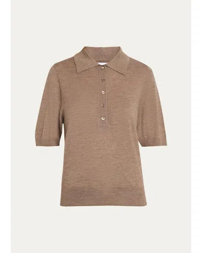 Sprwmn Harper Cashmere Polo Sweater In Truffle
