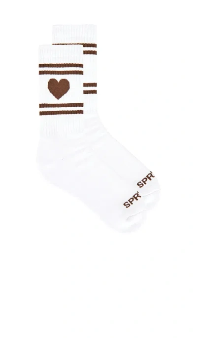 Sprwmn Heart Logo Crew Socks In White