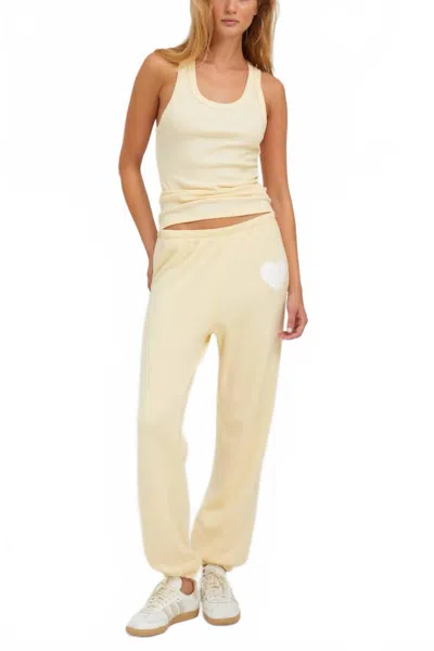Sprwmn Heart Sweatpants In Butter In Yellow
