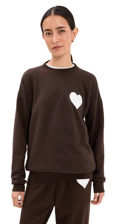 Sprwmn Heart Sweatshirt Americano/white In Brown