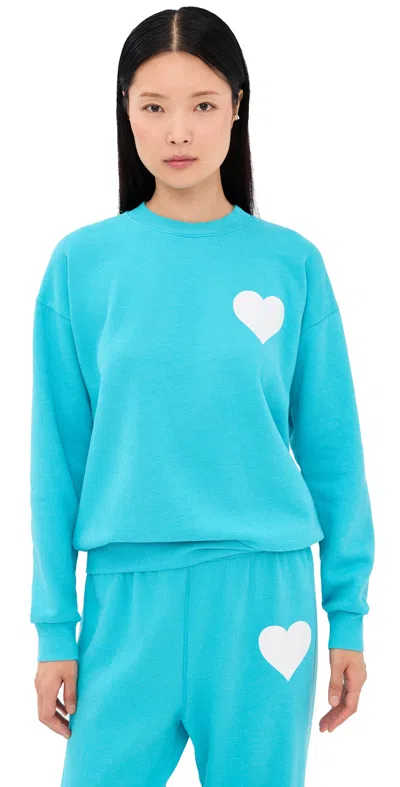 Sprwmn Heart Sweatshirt Aquamarine In Blue