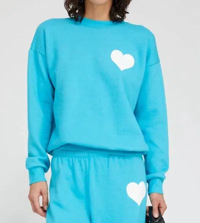 Sprwmn Heart Sweatshirt In Aquamarine In Blue