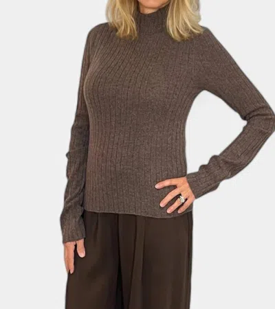 Sprwmn Long Sleeve Cashmere Mock Neck Top In Multi
