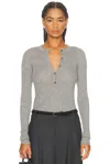 Sprwmn Henley Long Sleeve Top In Gray
