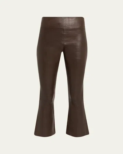 Sprwmn High-waist Flare-leg Cropped Leather Leggings
