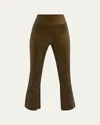 Sprwmn High-waist Flare-leg Cropped Leather Leggings In Brown