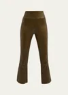 Sprwmn High-waist Flare-leg Cropped Leather Leggings In Moss