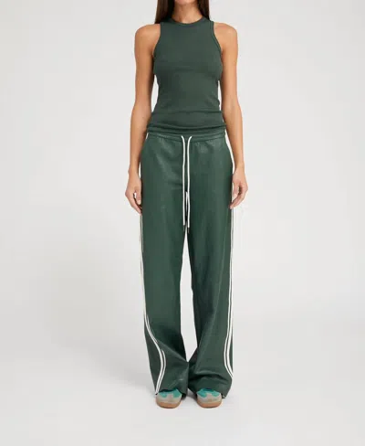 Sprwmn Ivy Baggy Athletic Track Sweatpants In Dark Green