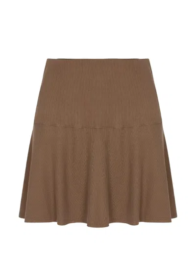 Sprwmn Jane Ribbed Mini Skirt In Brown