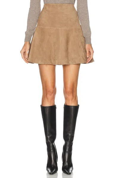 Sprwmn Jane Suede Skirt In Taupe