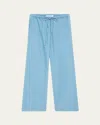 Sprwmn Kauai Chambray Drawstring Pants In Blue