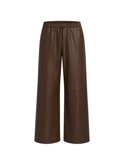 Sprwmn Kauai Leather Palazzo Pants In Brown