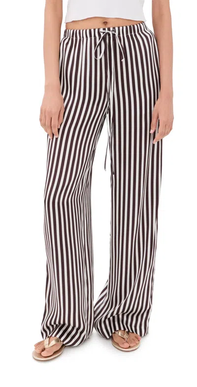 Sprwmn Kauai Silk Pants Brown Stripes In Black