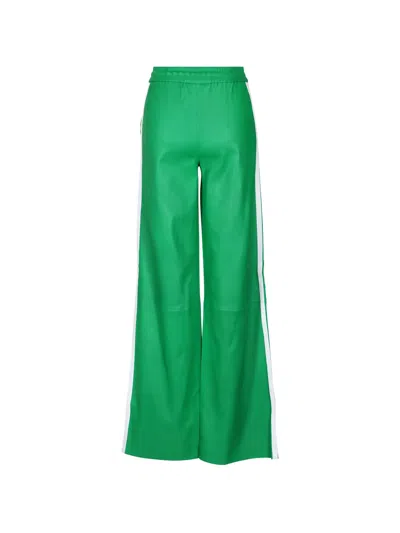 Sprwmn Kelly Drawstring Stripe Flared Trousers In Green