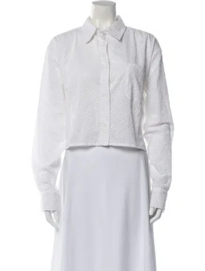 Pre-owned Sprwmn Lace Pattern Long Sleeve Crop Top W/ Tags In White