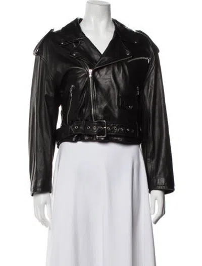 Pre-owned Sprwmn Lamb Leather Biker Jacket In Black