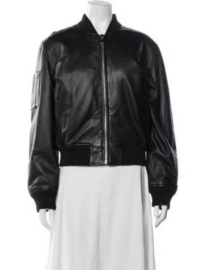 Pre-owned Sprwmn Lamb Leather Bomber Jacket W/ Tags In Black